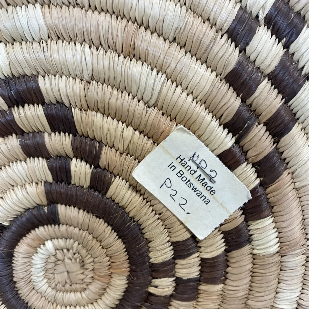 Botswana? Handwoven Coiled Lot Basket Bowls Hanging Art‎ Boho Tribal Coastal
